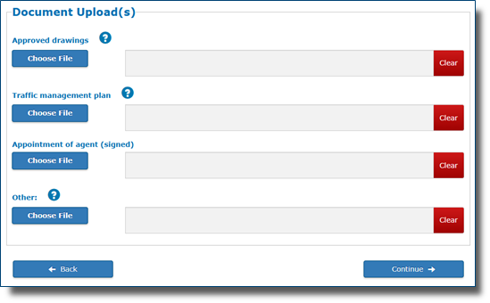 Screenshot of WICS eApply optional uploads page