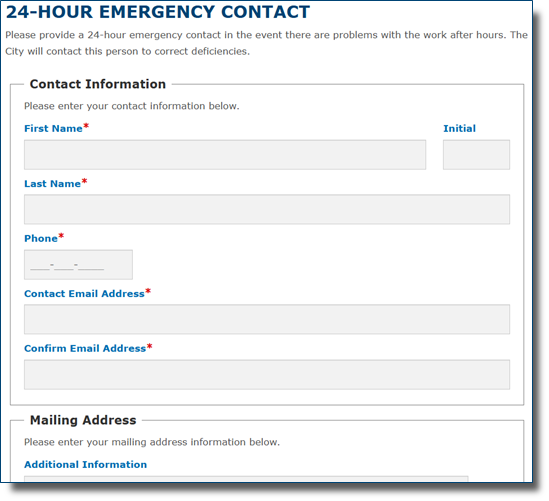 Screenshot of WICS eApply 24-hour emergency contact information page