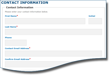 Screenshot of WICS eApply applicant contact information page