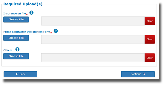 Screenshot of WICS eApply optional questions page