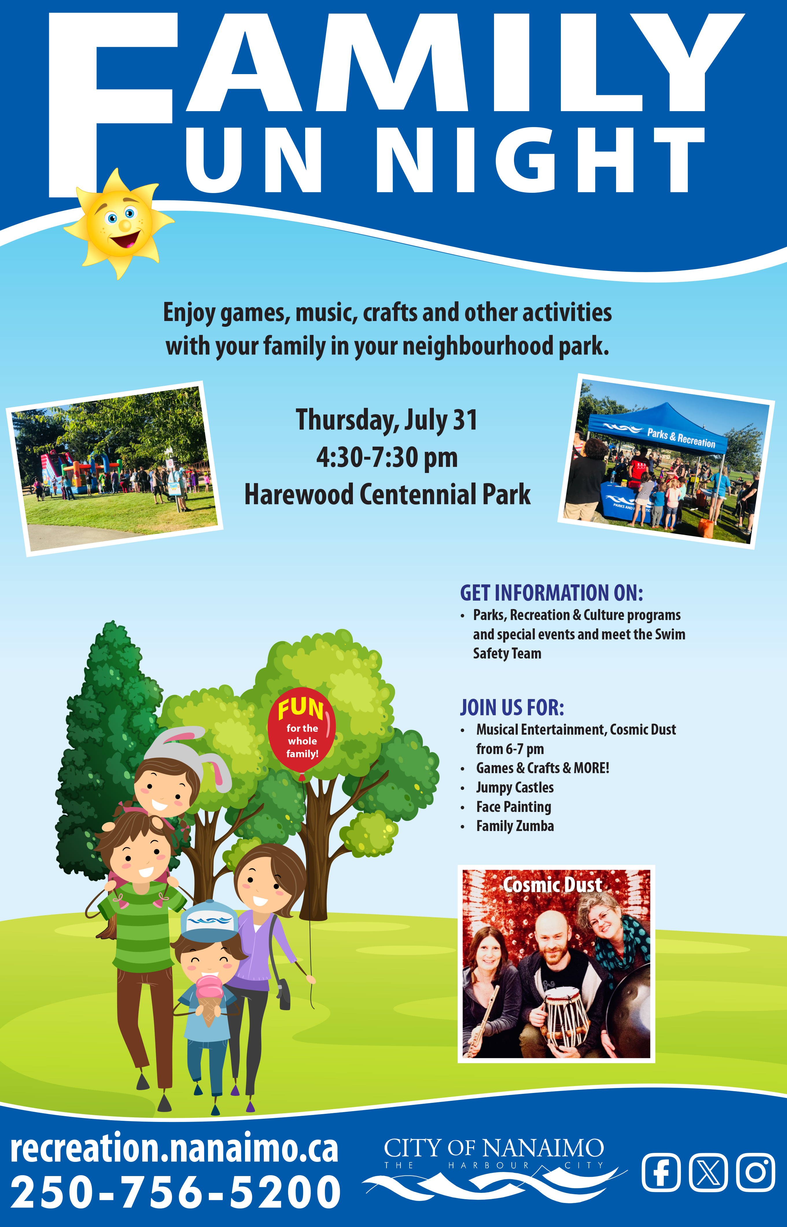 Free Family Fun Night on July 31 at Harewood Centennial Park